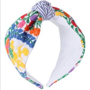 Mi Golondrina Headband Fuerte Arroyo, Hand Embroidered Blue Stripe